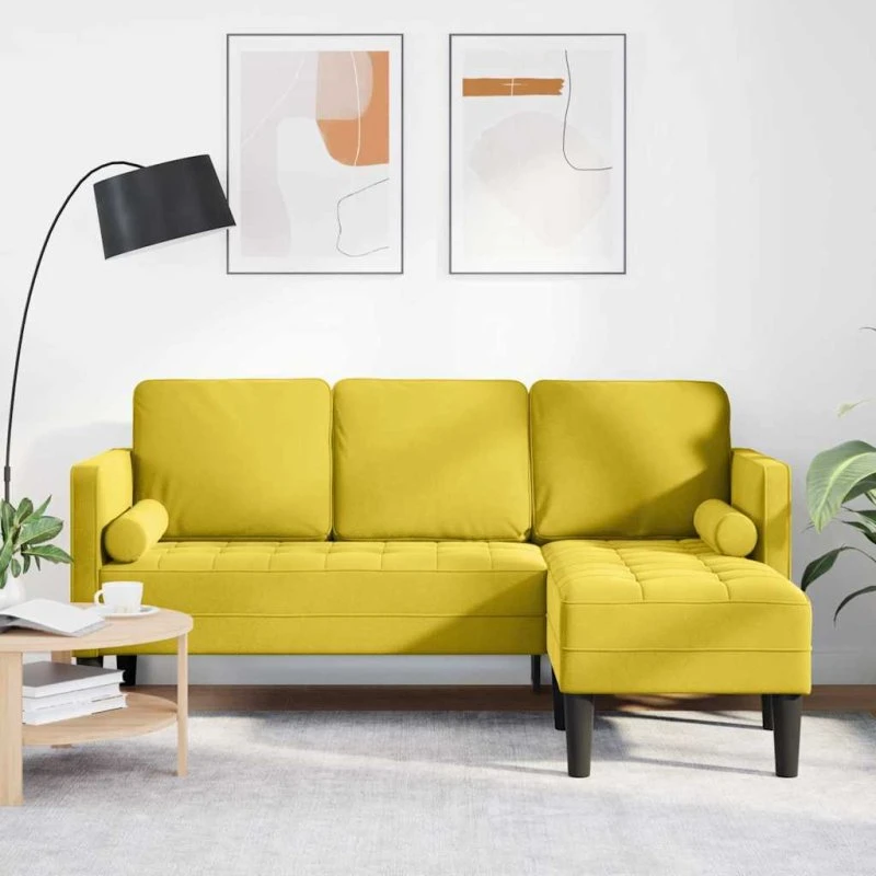 vidaXL Sofa Sæt Gul 173 x 131 x 67 cm med Pude, Polyester