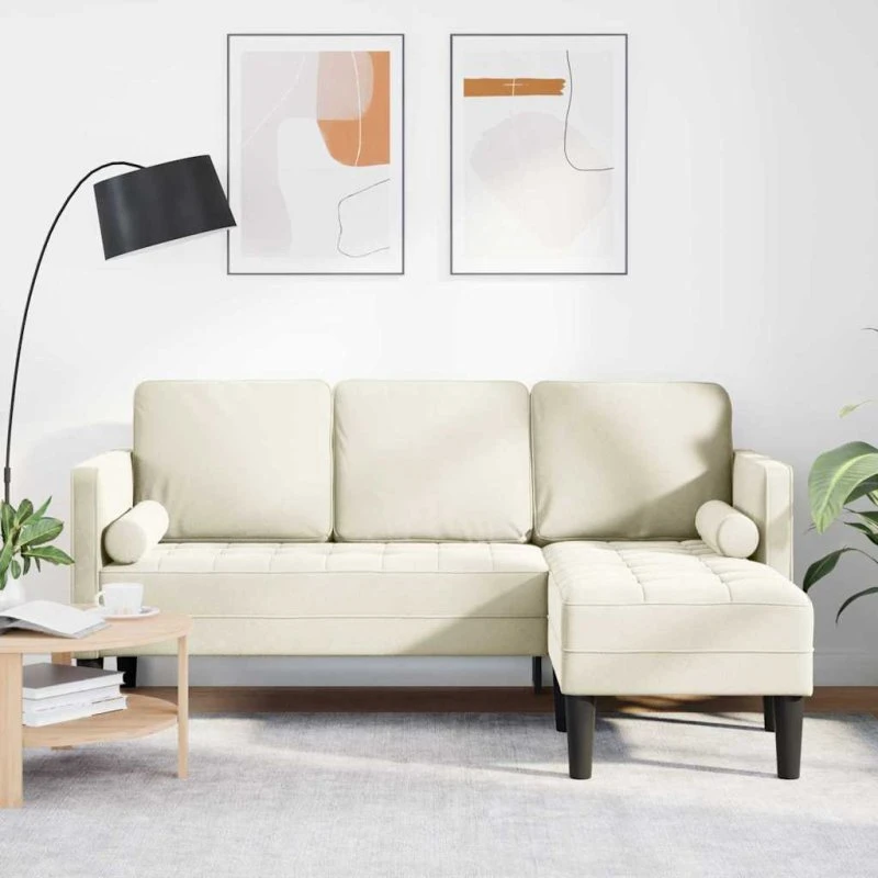 vidaXL Creme Sofa Sæt 173 x 131 x 67 cm med Puder, Polyester