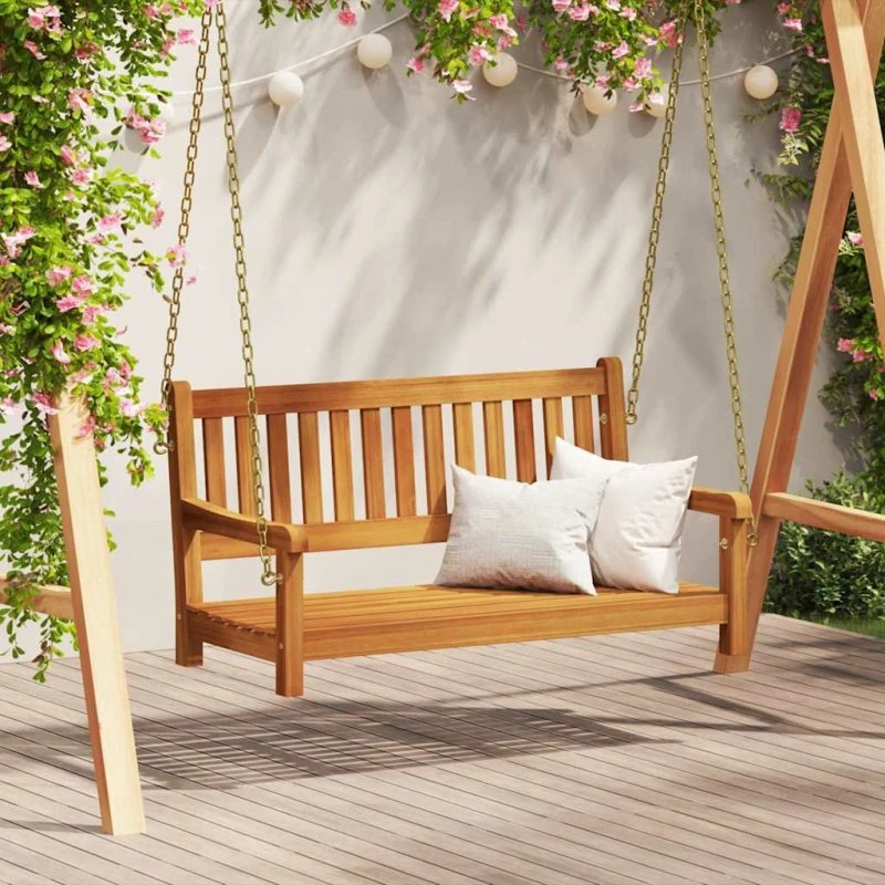 vidaXL Haveslynge bænk Naturfarvet 110 x 56 x 58,5 cm
