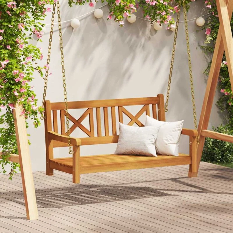 vidaXL Haveslynge bænk Naturfarvet 110 x 56 x 58,5 cm