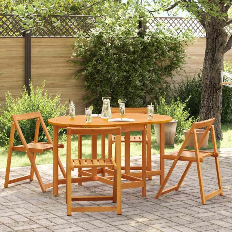 vidaXL Havemøbel Bord 5-styks, Brun, 110 x 60 x 72 cm, Massivt Akacietræ