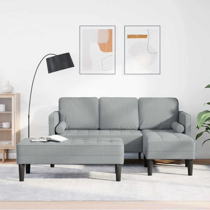 vidaXL Sofa Sæt 2-pc Lysegrå 173 x 131 x 67 cm