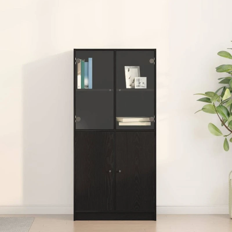vidaXL Highboard Sort 68 x 37 x 142 cm Konstrueret Træ
