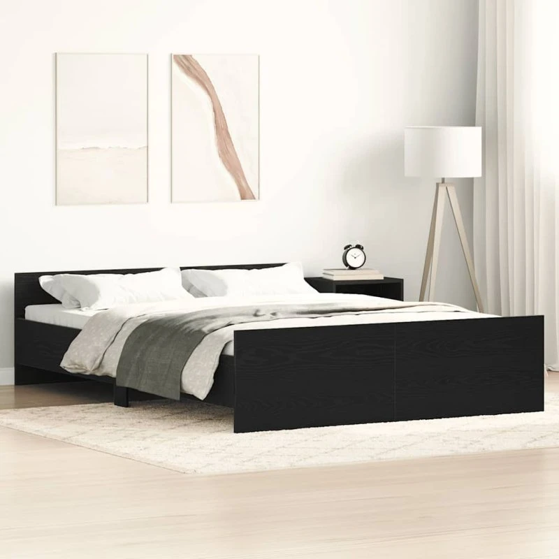 vidaXL Sengestel 120x200 cm Konstrueret Træ Sort Eg