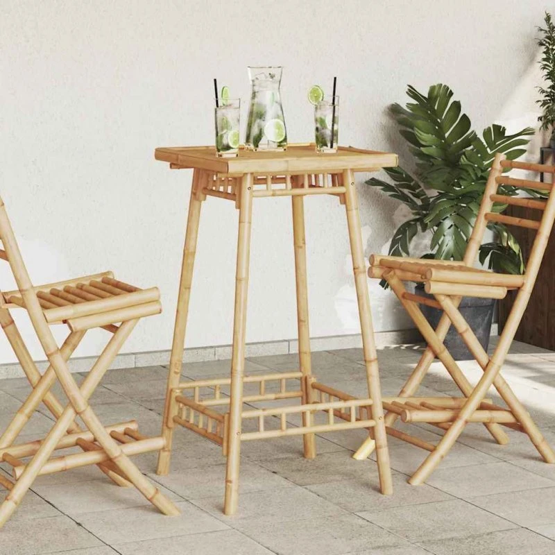 vidaXL Bambus Udendørs Barbord 55x55x100 cm Firkantet