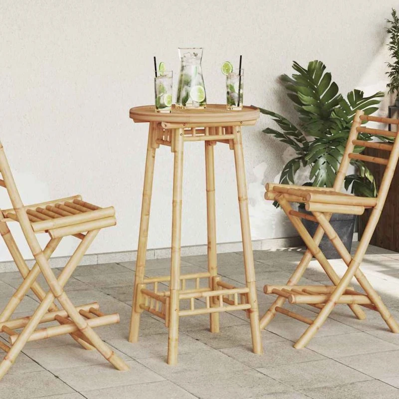 vidaXL Bambus Udendørs Barbord Rundt Ø55x100 cm