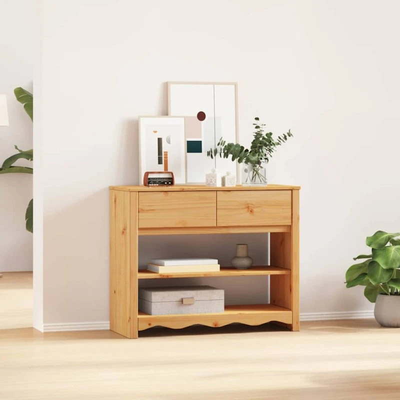 vidaXL Konsolbord Drammen Egetræsfarvet 89,5 x 37 x 73 cm med skuffe