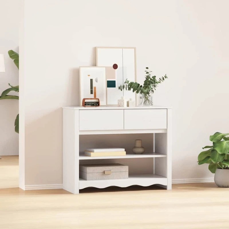 vidaXL Konsolbord Drammen Hvid 89,5 x 37 x 73 cm Massivt fyrretræ
