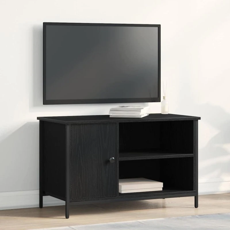 vidaXL TV-skab Sort Eg 80 x 40 x 50 cm Konstrueret Træ