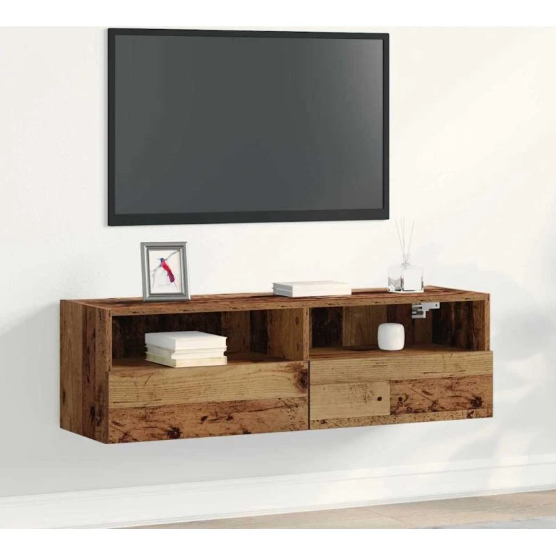 vidaXL TV-vægskab Gammelt træ 100x30x30 cm