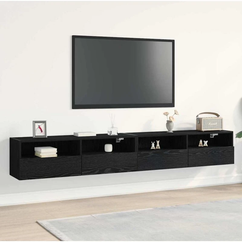 vidaXL TV-vægskab 2 dele, sort eg, 100x30x30 cm