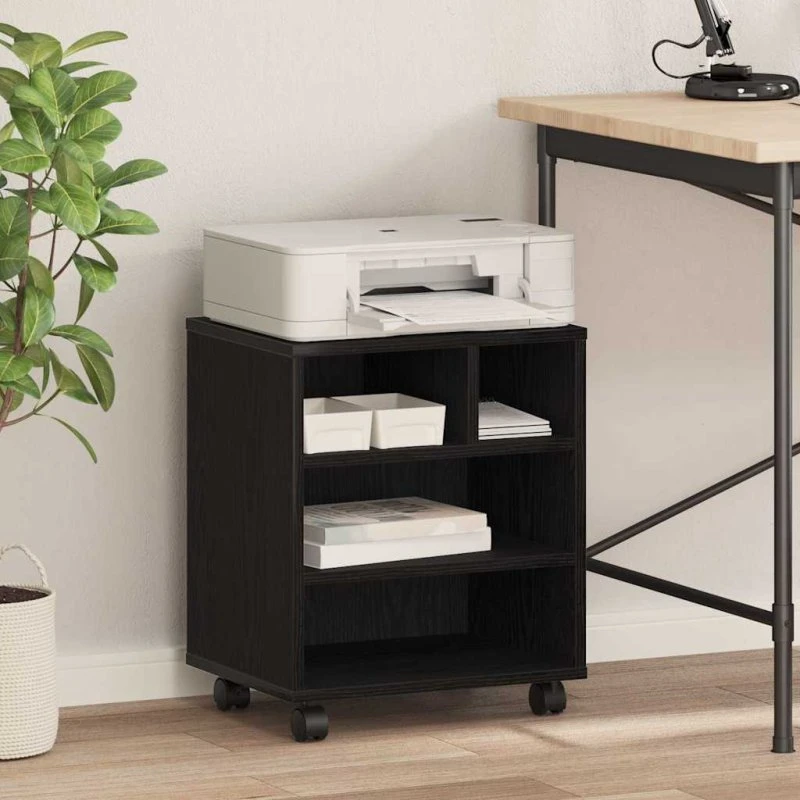 vidaXL Printerstand Sort Konstrueret Træ 41 x 32 x 48 cm
