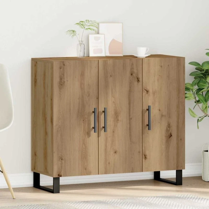 vidaXL Sideboard Artisan Egetræ 90 x 34 x 80 cm
