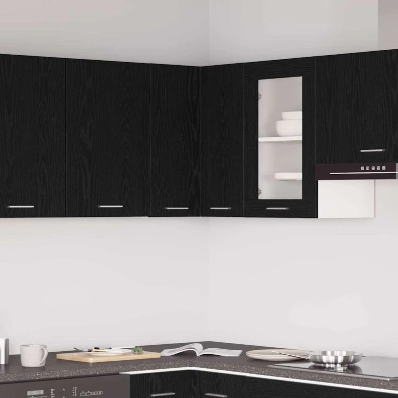 vidaXL Hængeskab Lyon Sort Eg 57x57x60 cm Konstrueret Træ