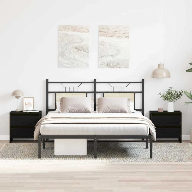 vidaXL Natskab 2 stk Sort Eg 45 x 34 x 44,5 cm Konstrueret Træ