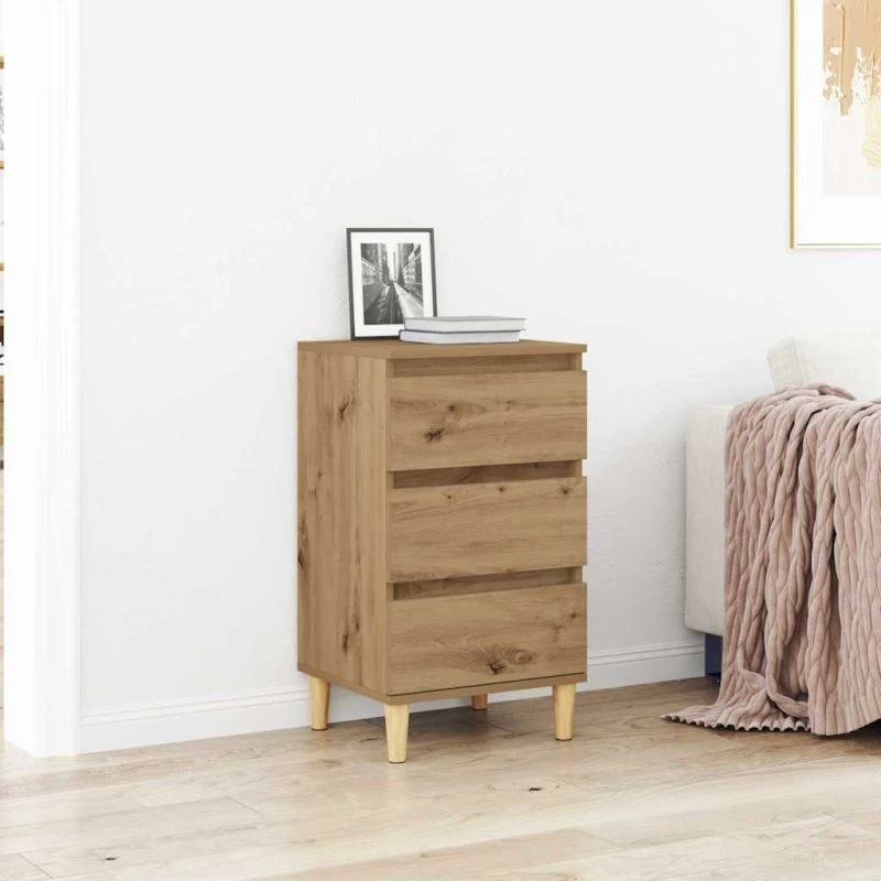 vidaXL Natskab Artisan Egetræ 40 x 35 x 70 cm Konstrueret Træ med Skuffe