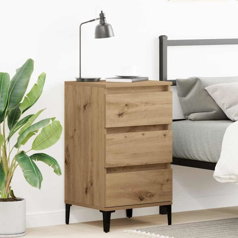 vidaXL Natskab Artisan Egetræ 40 x 35 x 70 cm med skuffe