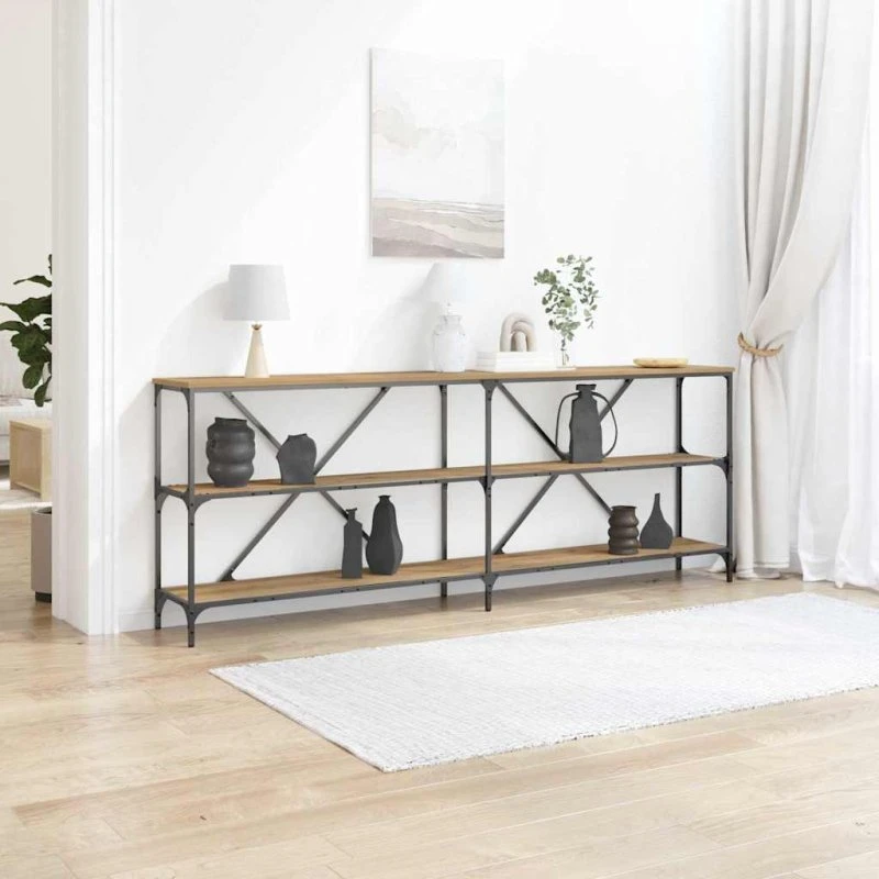 vidaXL Konsolbord Artisan Eg 200 x 30 x 75 cm Konstrueret Træ