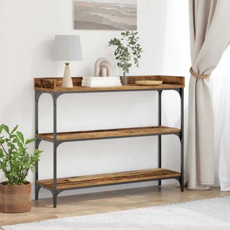 vidaXL Konsolbord Gammelt Træ 100 x 30 x 80 cm Sort Laminat Træ og Metal