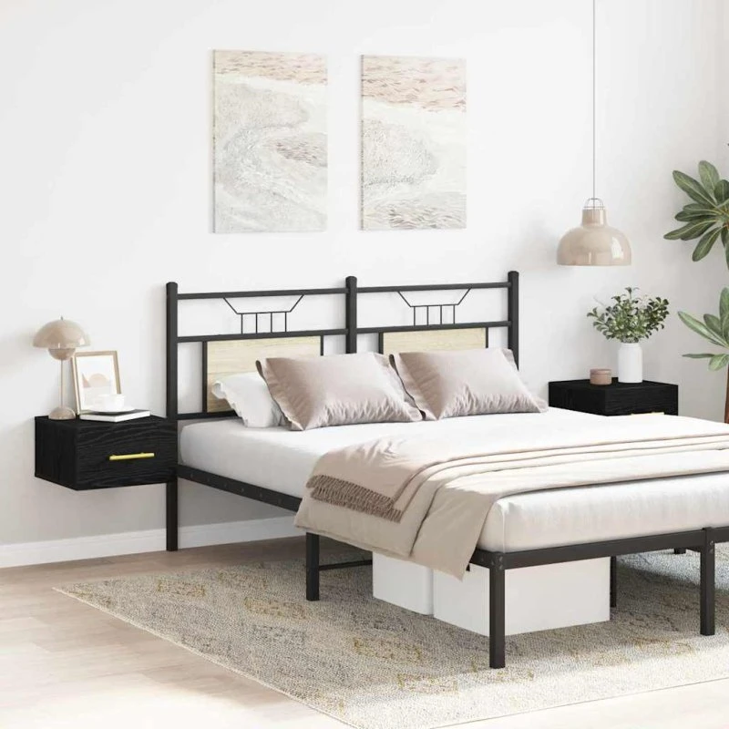 vidaXL Natskab 2 stk Sort Eg 35 x 35 x 20 cm Konstrueret Træ