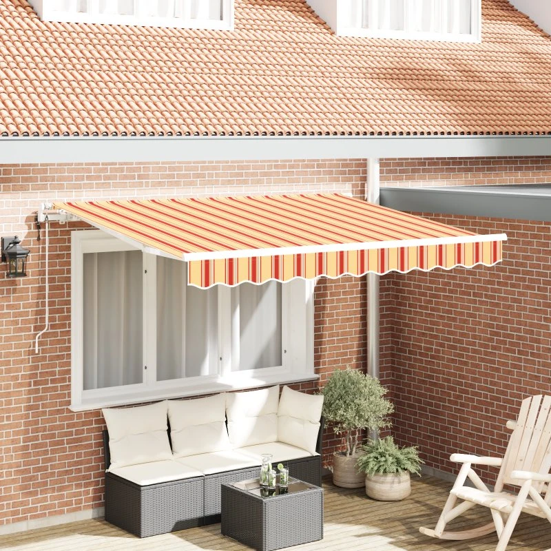 Udtrækkelig Markise 350x200 cm, Multifarvet Gul/Orange/Hvid