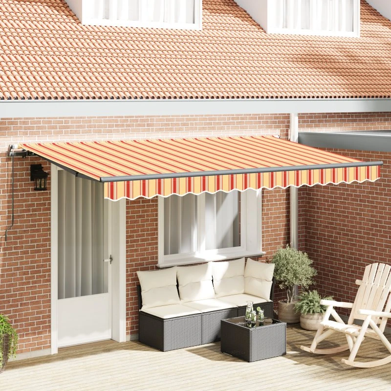 Udtrækkelig Markise Flerfarvet 400 x 200 cm – Gul, Orange, Hvid