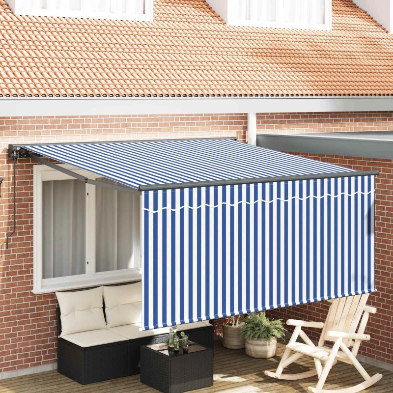 vidaXL Utrækkelig Markise Blå/Hvid 300 x 250 cm