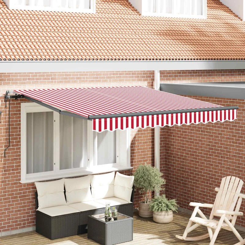 vidaXL Utrækkelig Markise Rød og Hvid 300 x 250 cm