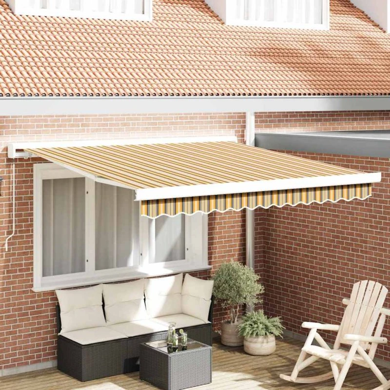 vidaXL Utrækkelig Markise 300 x 250 cm Flerfarvet Stof og Metal