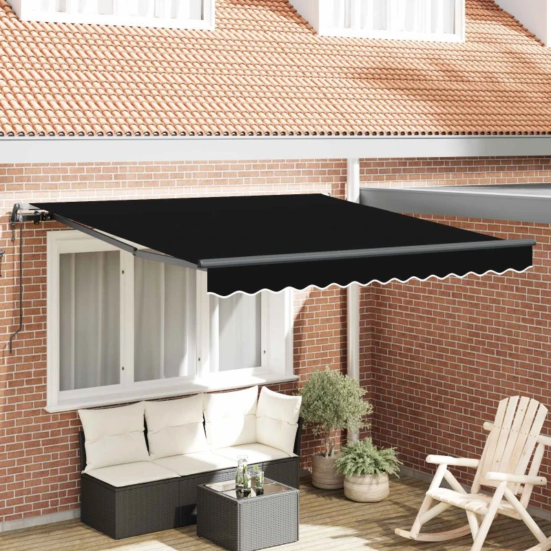 vidaXL Utrækkelig Markise Sort 300 x 250 cm Stof & Aluminium