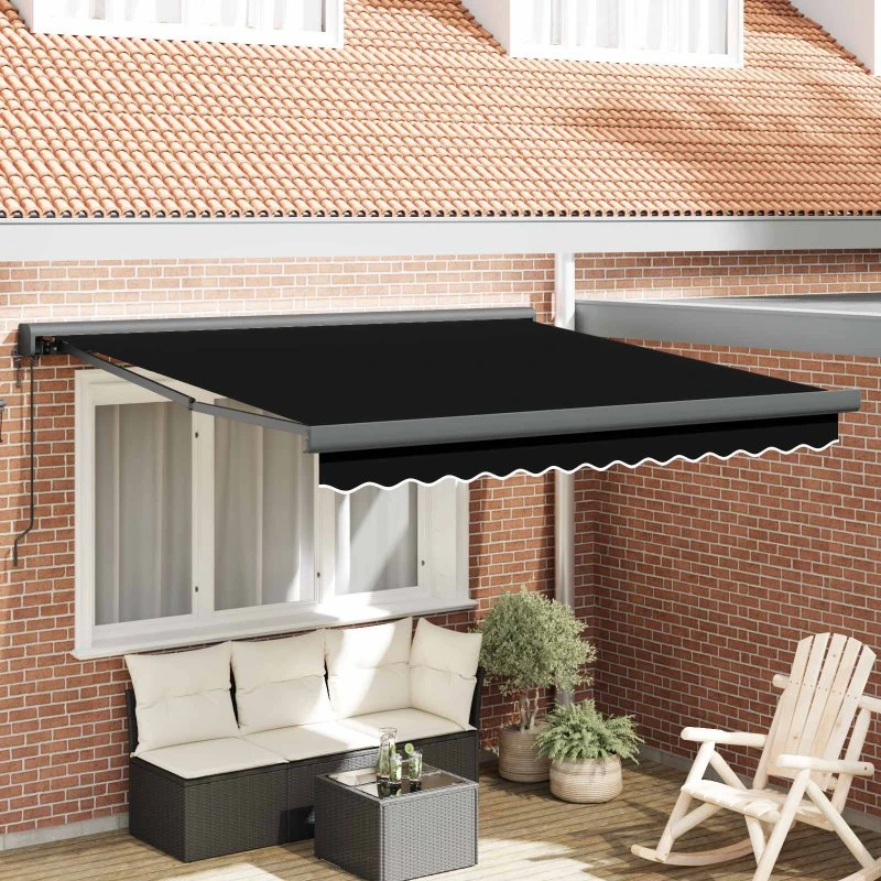 vidaXL Markise Sort 300 x 250 cm Polyester & Aluminium