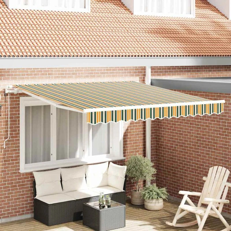 vidaXL Elektrisk Utrækkelig Markise 300 x 250 cm Grøn/Gul