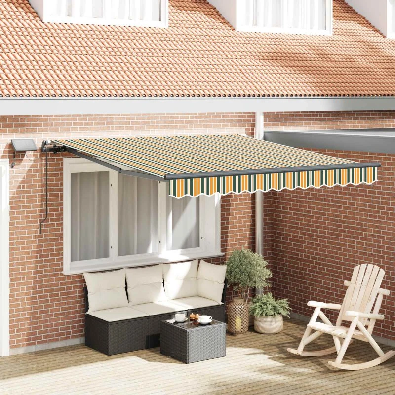 vidaXL Utrækkelig Markise Grøn/Gul 300x250 cm med LED