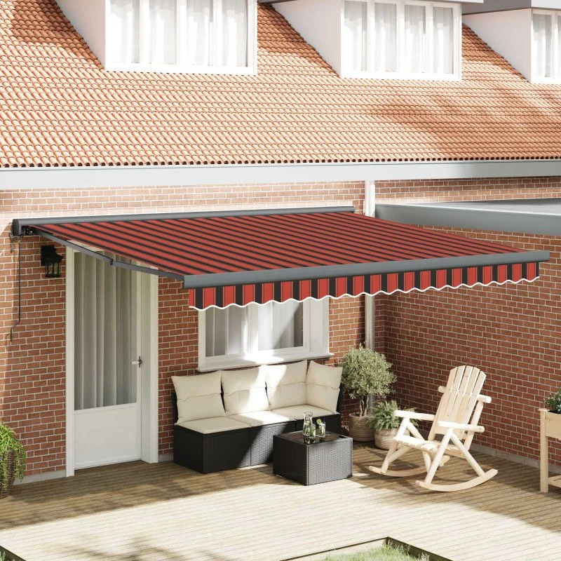 vidaXL Utrækkelig Markise Rød og Sort 350 x 250 cm