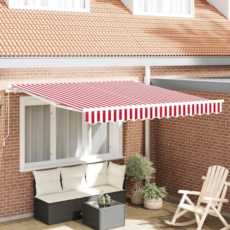 vidaXL Markise 350 x 250 cm Rød og Hvid Polyester