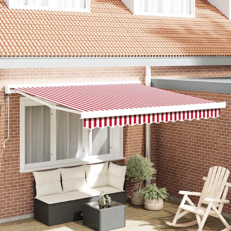 vidaXL Markise Rød og Hvid 350 x 250 cm Aluminium & Polyester