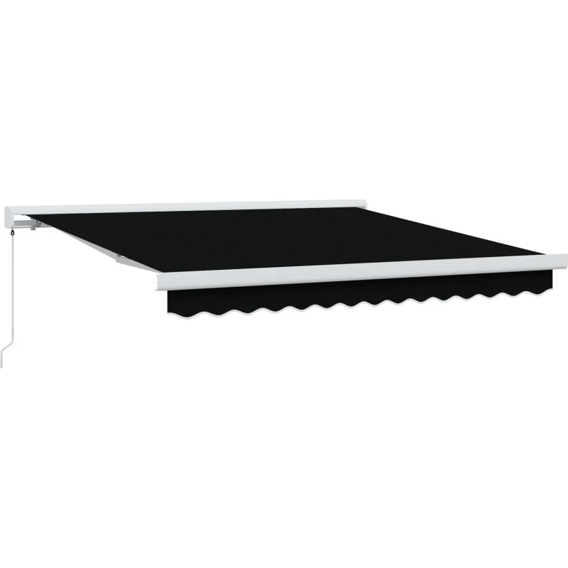 vidaXL Utrækkelig Markise Sort 350 x 250 cm Stof & Metal