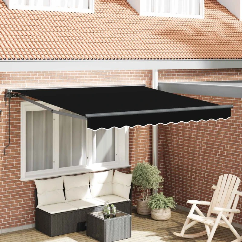 vidaXL Markiseramme Sort 350x250 cm med PU-belægning