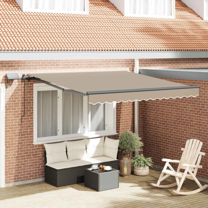vidaXL Utrækkelig Markise med LED-Strimmelys, Hvid, 350 x 250 cm