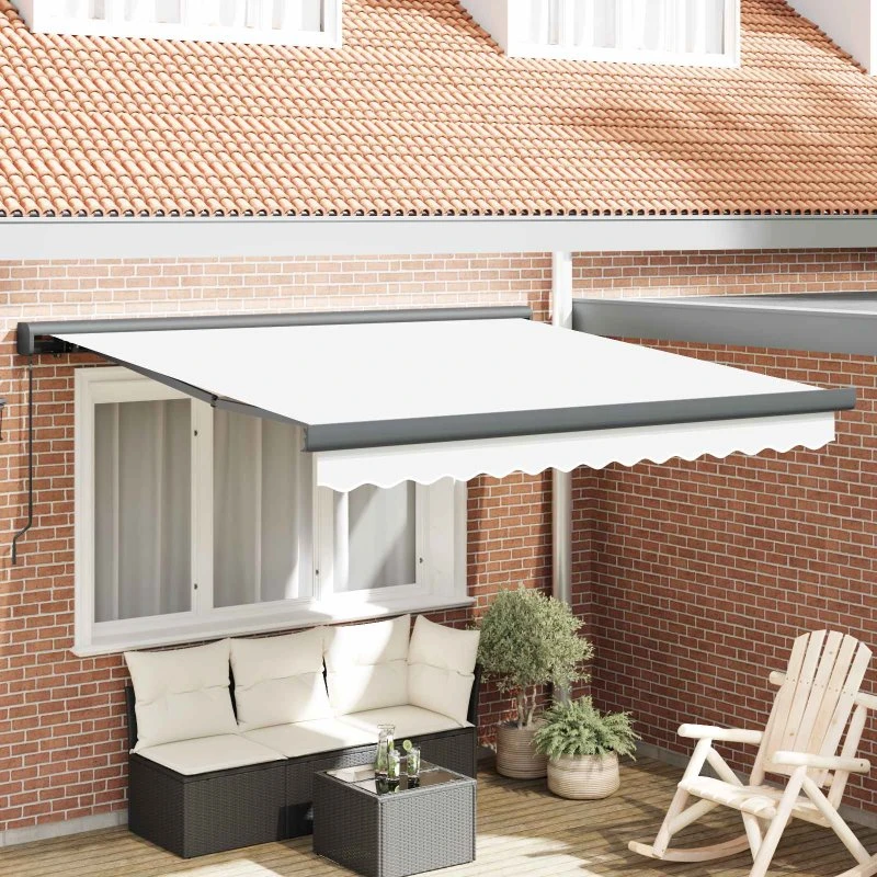 vidaXL Utrækkelig Markise Hvid 350 x 250 cm