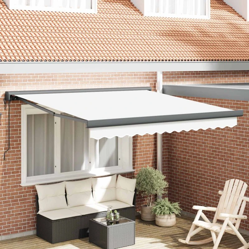 vidaXL Hvid Udtrækkelig Markise 350 x 250 cm Polyester & Aluminium