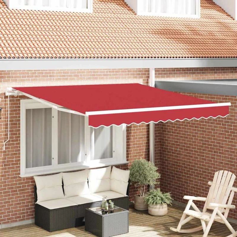 vidaXL Utrækkelig Markise Rød 350 x 250 cm