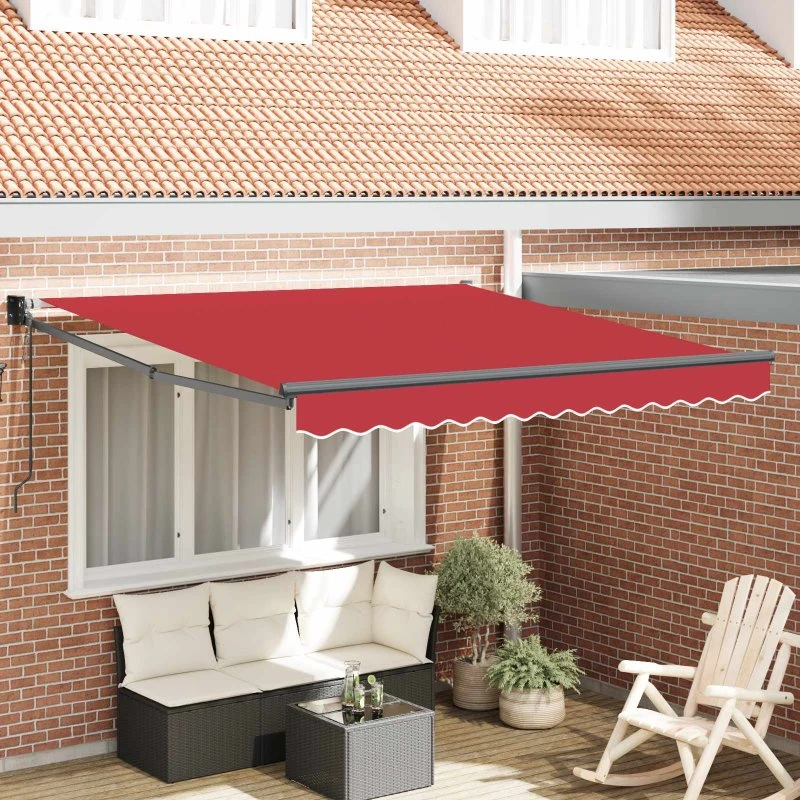 vidaXL Utrækkelig Markise Rød 350 x 250 cm