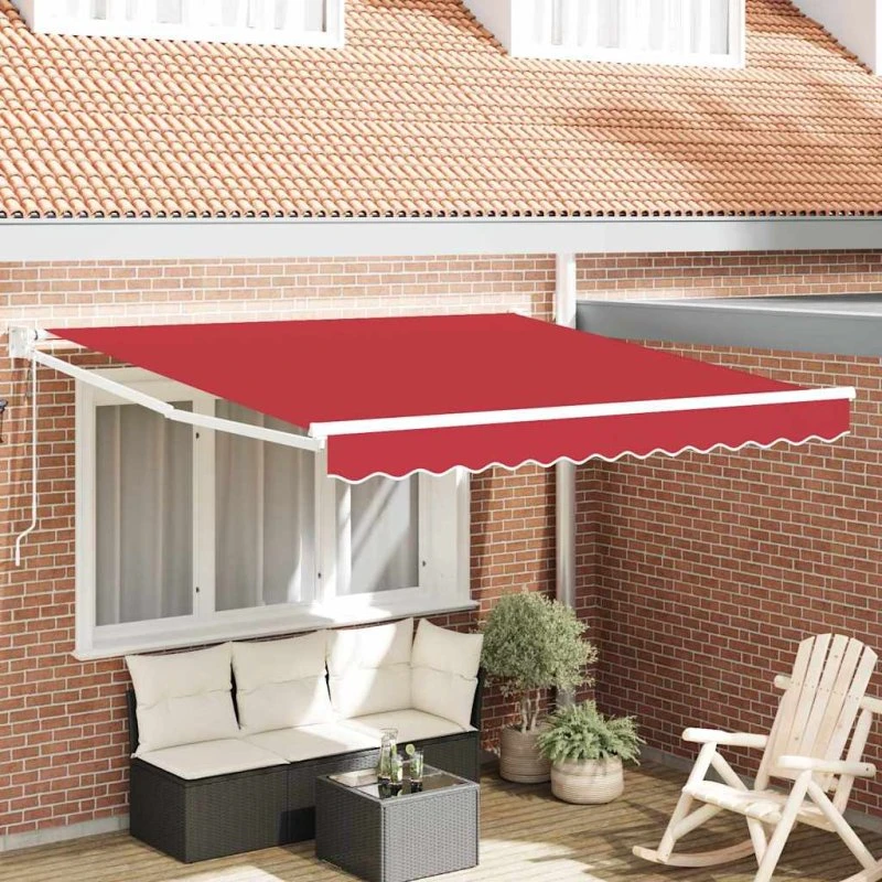 vidaXL Utrækkelig Markise Rød 350 x 250 cm