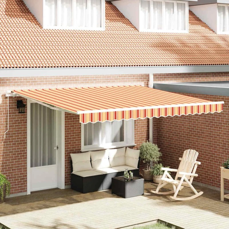 vidaXL Utrækkelig Markise 400 × 300 cm Gul og Orange