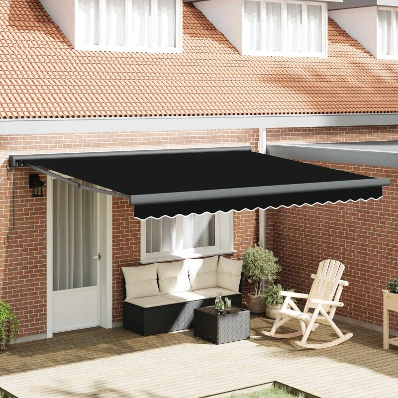 vidaXL Markise Sort 400 × 300 cm Polyester & Aluminium