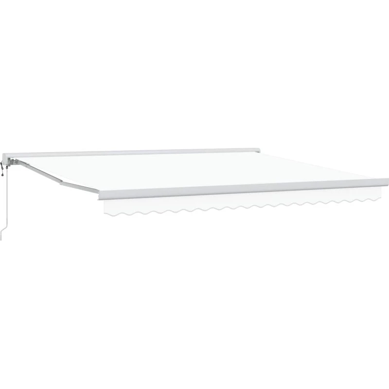vidaXL Utrækkelig Markise Hvid 400 × 300 cm Stof og Metal