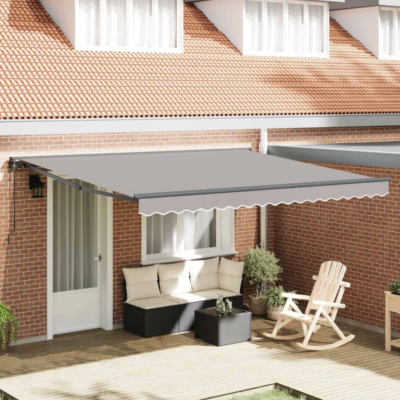 vidaXL Markiseramme Lysegrå 400×300 cm med PU-belægning