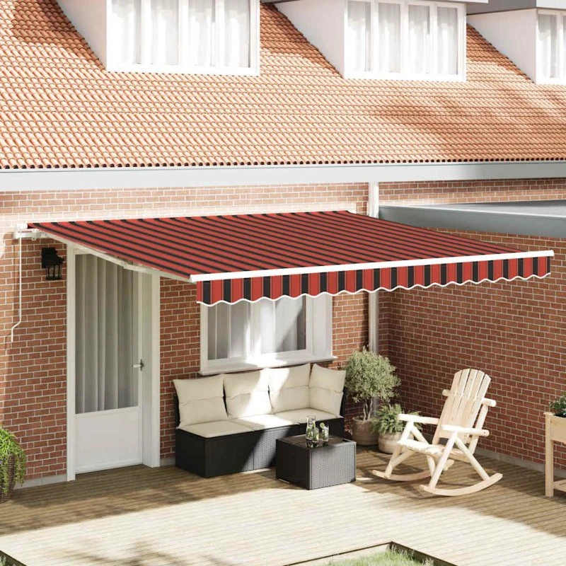 vidaXL Markise 400 × 350 cm Orange og Brun Polyester
