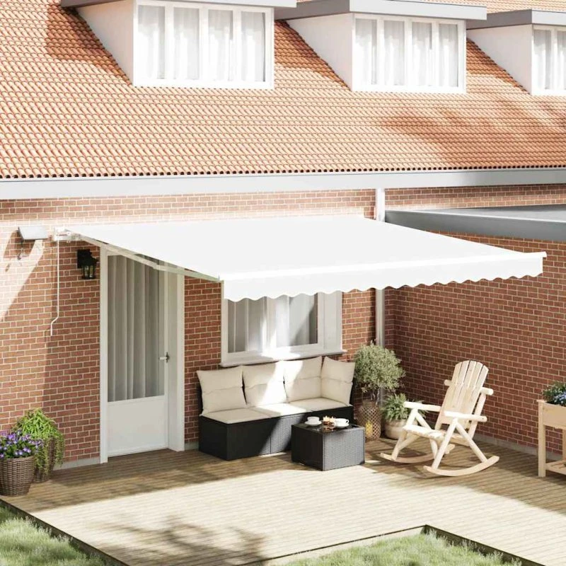 vidaXL Utrækkelig Markise Hvid 400 × 300 cm Stål & Stof